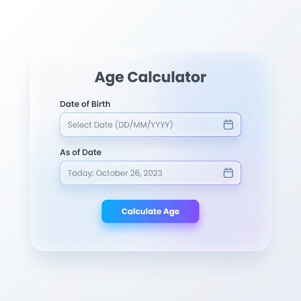 Age calculator date of birth and as-of-date input fields