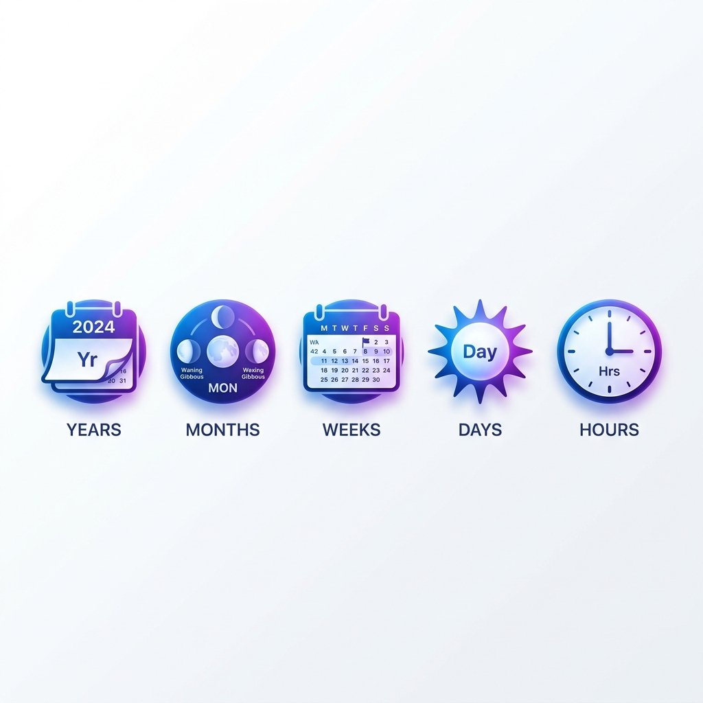 Age expressed in years, months, weeks, days and hours