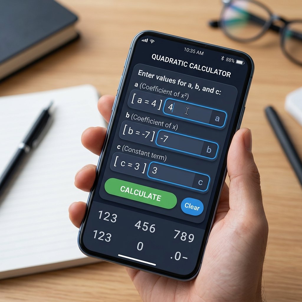 Calculator input UI with a, b, c fields
